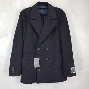 NEW Jack Victor Elements Men's L Kai Double Breasted Coat in Dark Burgundy Wool